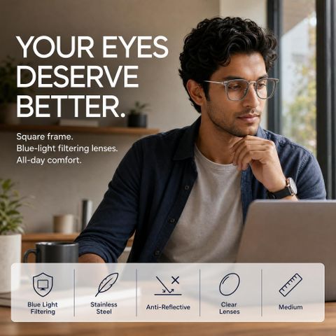 Lenskart Blu Full Rim Square Anti Glare & Blue Cut Computer Glass For Men & Women (49 mm) - Image 7