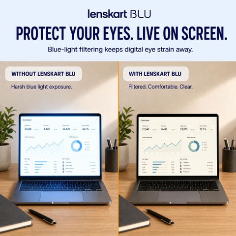 Lenskart Blu Full Rim Square Anti Glare & Blue Cut Computer Glass For Men & Women (49 mm) - Image 8