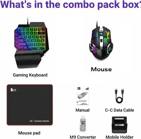 HG WORLD 5-in-1 Mobile Gaming Keyboard Mouse Combo (Black) - Image 3