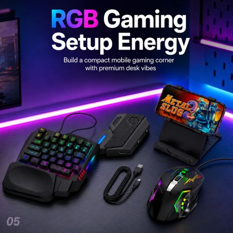 HG WORLD Gaming Keyboard Mouse Converter 5 in 1 Mobile Game Combo Pack Combo Set (Black) - Image 3
