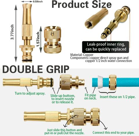SGMSC Brass WaterHose Nozzles Pipe For Gardening And Washing Spray Gun - Image 6