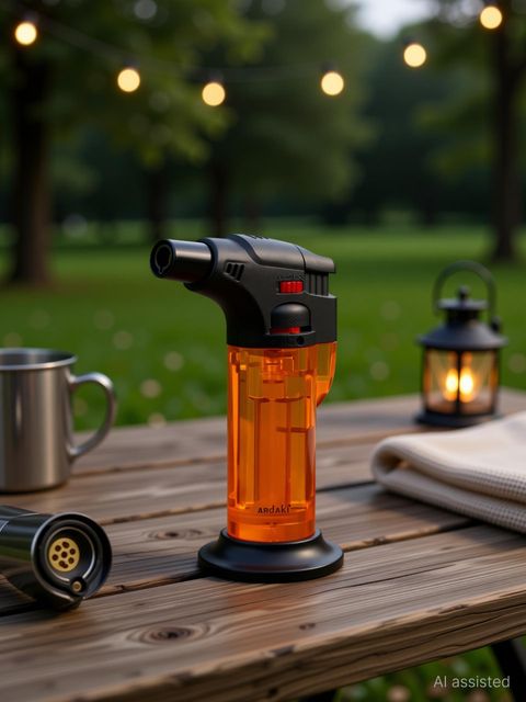 ARDAKI Jet Flame Refillable Butane Gas Lighter,Windproof ABS Plastic Handy Lighter with Safety Lock, BBQ, Candle, Bonfire & Camping Lighter with Stand Flame Gun Pocket Lighter (MULTICOLOR) - Image 6
