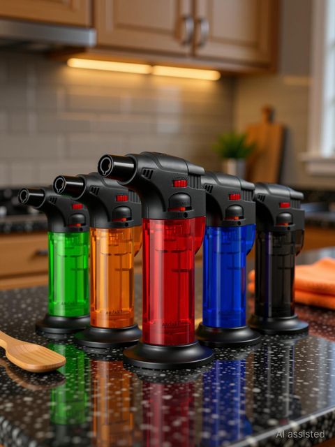 ARDAKI Jet Flame Refillable Butane Gas Lighter,Windproof ABS Plastic Handy Lighter with Safety Lock, BBQ, Candle, Bonfire & Camping Lighter with Stand Flame Gun Pocket Lighter (MULTICOLOR) - Image 7