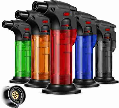 ARDAKI Jet Flame Refillable Butane Gas Lighter,Windproof ABS Plastic Handy Lighter with Safety Lock, BBQ, Candle, Bonfire & Camping Lighter with Stand Flame Gun Pocket Lighter (MULTICOLOR) - Image 5