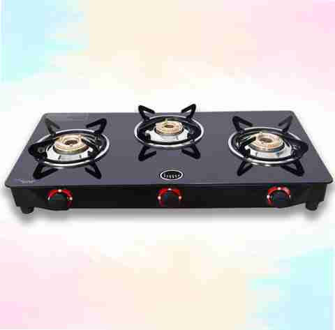 Fogger Popular Black Glass Cooktop 3 Burner Glass Manual Gas Stove (3 Burners) - Image 3