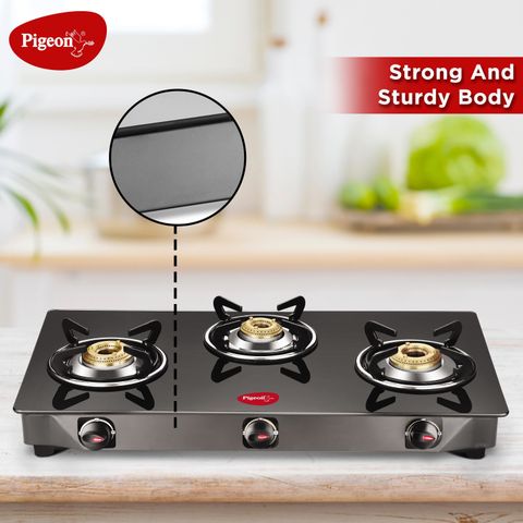 Pigeon Brunet Glass Manual Gas Stove 3 Burners - Image 6