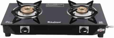 Khaitan 2 Burner BP-NANO MS Black Toughenend Glass Manual Gas Stove (2 Burners) - Image 5