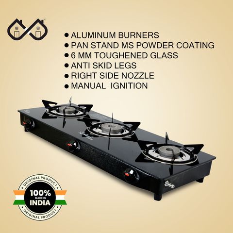 Sigri-wala Manual Cute Plain Gas Stove (3 Burners) - Image 8