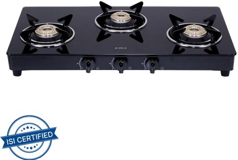 Elica 703 CT VETRO BLK Glass Manual Gas Stove (3 Burners) - Image 4