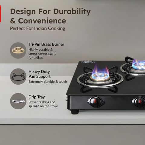 Prestige Magic Plus GTMP-04 L With Powder Coated Body Glass Manual Gas Stove (4 Burners) - Image 8