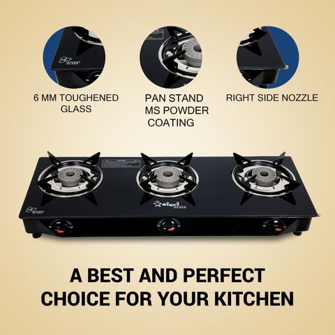 Sigri-wala Manual Cute Plain Gas Stove (3 Burners) - Image 7