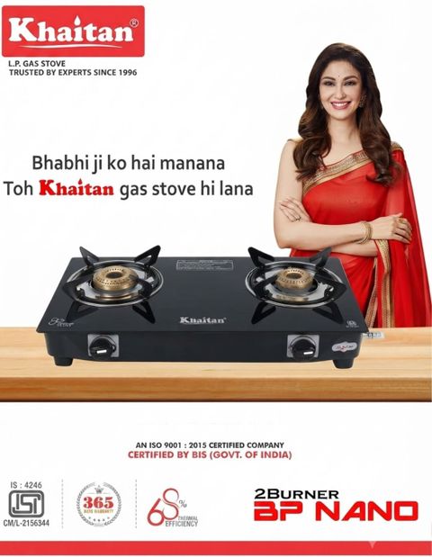 Khaitan 2 Burner BP-NANO MS Black Toughenend Glass Manual Gas Stove (2 Burners) - Image 7