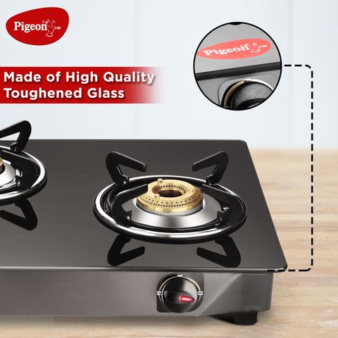 Pigeon Brunet Glass Manual Gas Stove 3 Burners - Image 7