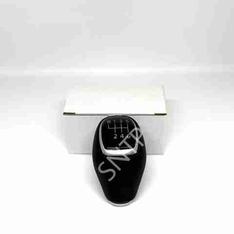 SNTP Genuine Leather Gear Knob for Verna/Venue, Black Silver - Image 4