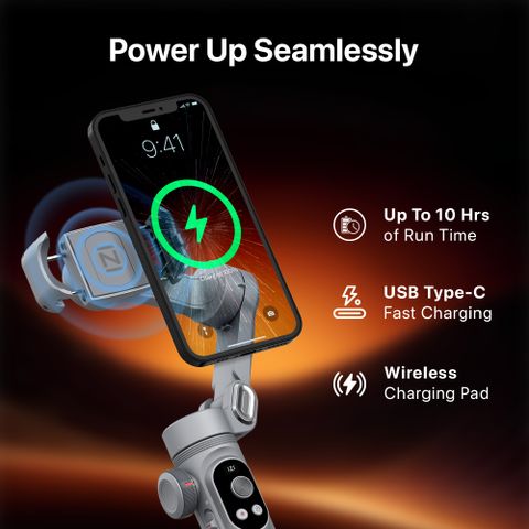IZI GO-X Smartphone Gimbal Stabilizer With OLED Display & Wireless Charging Pad Single Gimbal for Mobile (310) - Image 7