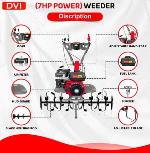 DVI POWER Weeder/Cultivator/Rotary/Tiller 7 HP Engine for Agriculture & Garden Use Fuel Grass Trimmer (Manual Feed) - Image 7