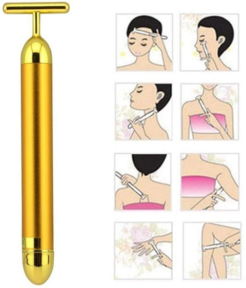 FlyTouch 24K Gold Energy Facial Vibrating Bar Face Massage T Shape