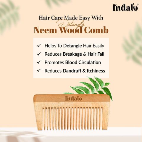 Indalo Pure Neem Wood Detangling Comb - Image 6