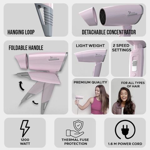 Syska HD1200 Hair Dryer 1200W Pink - Image 5
