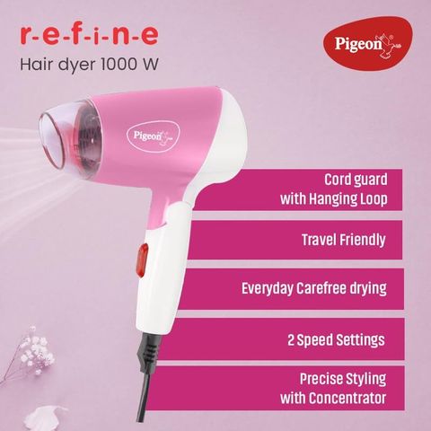 RLN Pigeon Hair Dryer 1000W Pink - Image 5