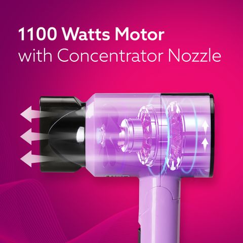 AGARO HD-1211 Foldable Hair Dryer, 1100W, Purple - Image 7