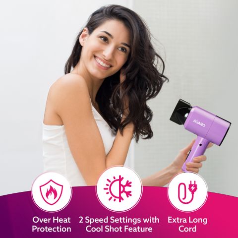 AGARO HD-1211 Foldable Hair Dryer, 1100W, Purple - Image 6