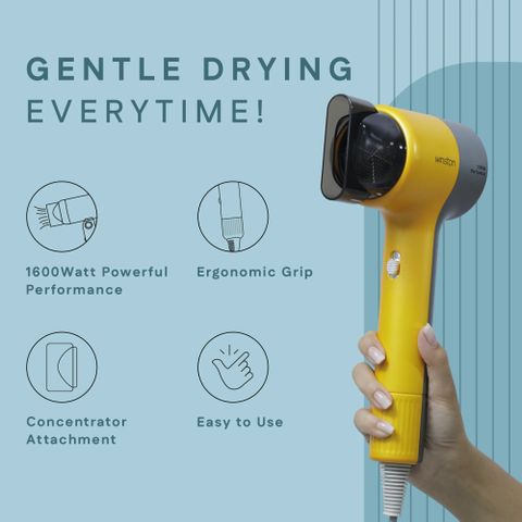 Winston Turbo X Hair Dryer 1600W Grey Yellow - Image 5