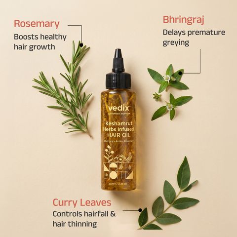 Vedix Keshamrut 16+ Herbs Infused Hair Oil (100 ml) - Image 6