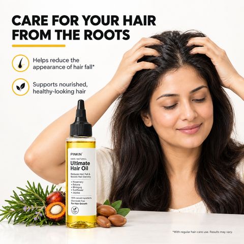 PINKIN Ultimate Hair Oil | Bhringraj,Rosemary,Batana,Sunflower & Jojoba | Nourishing | Hair Oil (200 ml) - Image 5