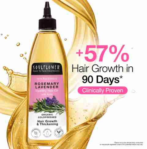 Soulflower Rosemary Lavender Hair Growth Oil, 100% Pure, Clinically Proven, Fall Control Hair Oil (120 ml) - Image 2
