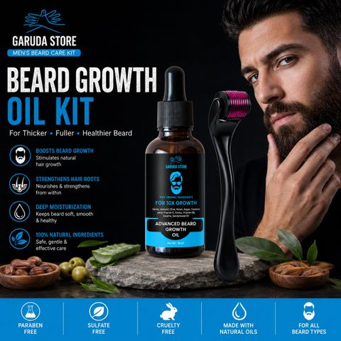 Garuda Store Advanced Beard Care Oil Kit with 0.5 mm Derma Roller for Men (1 Items in the set) - Image 6