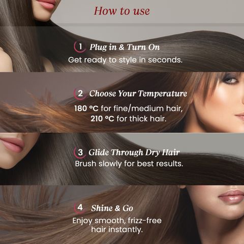 MakeMeeBold Frizz-Free Hair Straightening Brush, Black - Image 8