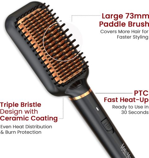 MakeMeeBold Frizz-Free Hair Straightening Brush, Black - Image 5