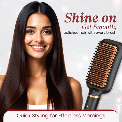 MakeMeeBold Frizz-Free Hair Straightening Brush, Black - Image 4