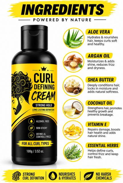 FLIXY Curly Hair Cream for Curl Definition & Frizz Control 100g Hair Styler (100 g) - Image 6