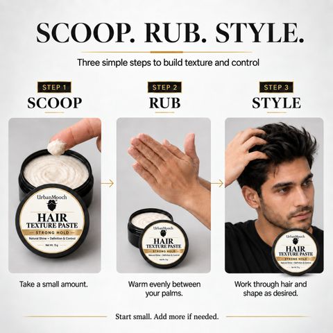 UrbanMooch Paste for Men | Adds Texture, Strong Hold & Natural Shine Hair Styler (75 g) - Image 8