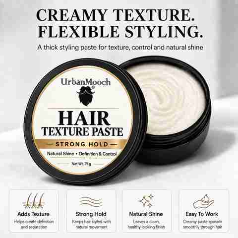 UrbanMooch Paste for Men | Adds Texture, Strong Hold & Natural Shine Hair Styler (75 g) - Image 5