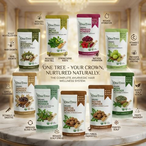 Onetree Organic Amla Reetha Shikakai Bhringraj Brahmi Neem Methi Hibiscus Powder Combo (400 g) - Image 8