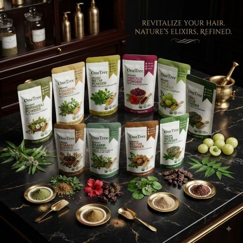 Onetree Organic Amla Reetha Shikakai Bhringraj Brahmi Neem Methi Hibiscus Powder Combo (400 g) - Image 6