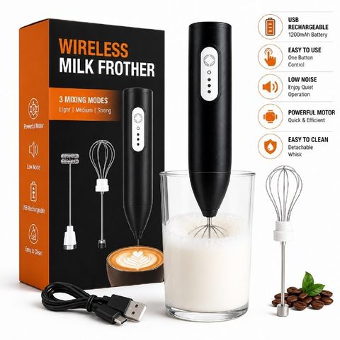 TRICHKSHU 100 W new black Hand Blender (Rechargeable Milk Frother for Coffee - 3-Speed Electric Coffee Frother) - Image 8