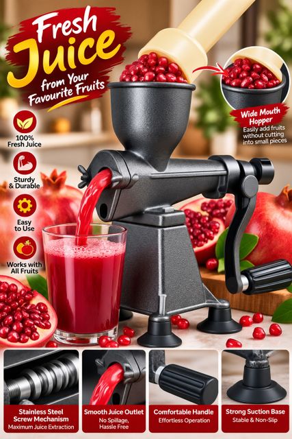 Extracto Aluminium Aluminium Manual Juicer Hand Press Black Kitchen Juice Maker Hand Juicer (Black) - Image 6