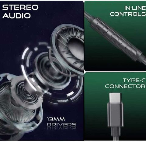 RSTEQ C Type Magnetic Bud Wired Earphone With HD SoundB01 Wired Gaming Headset (Grey, In the Ear) - Image 7
