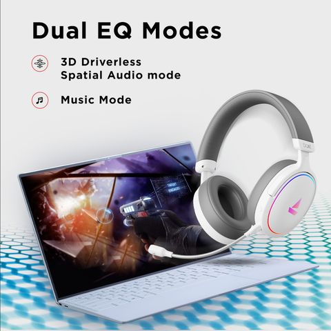 boAt Immortal IM-300 Wired Headset, 50MM Drivers, White Grey - Image 4