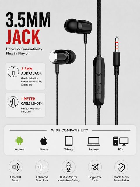 Zusix VX 04 - Tangle-Resistant Build with 3.5mm Jack Wired Earphone Wired Headset (Black, In the Ear) - Image 5