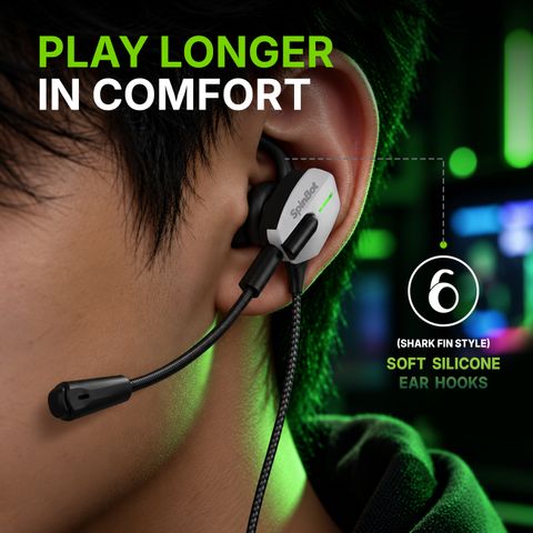 SpinBot BattleBudz G10 Type-C Gaming Earphones With|Dedicated Mute Button|Boom Mic| Wired Gaming Headset (Black, Silver, In the Ear) - Image 6