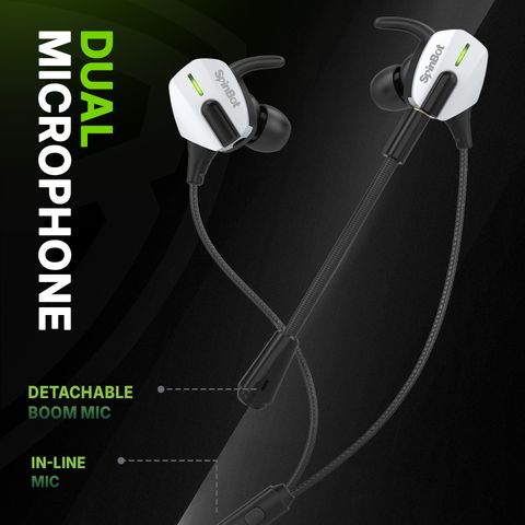SpinBot BattleBudz G10 Type-C Gaming Earphones With|Dedicated Mute Button|Boom Mic| Wired Gaming Headset (Black, Silver, In the Ear) - Image 3