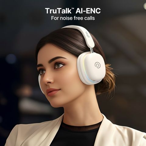 PTron Studio Xtreme w/ Dual-Device Pairing, 70Hrs Playtime, AI-ENC Calls, RGB Lights Bluetooth & Wired Headset (Beige, On the Ear) - Image 7