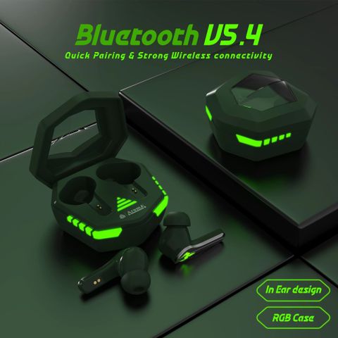 Aroma NB126 Aster V5.4 Upto 50Hr Playtime* 45Ms Latency Fast Charging RGB Gaming TWS Bluetooth Headset (Electric Green, True Wireless) - Image 5