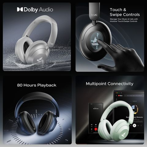 boAt Rockerz 650 Pro(2025 Launch), Touch/Swipe Controls, Dolby Audio, 80 Hrs Battery Bluetooth Headset (Silver Frost, On the Ear) - Image 6