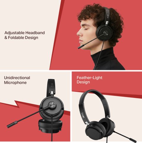 boAt BassHeads 900 C Pro USB Type-C Wired Headphones, Unidirectional Retractable Mic Wired Headset (Black, On the Ear) - Image 4